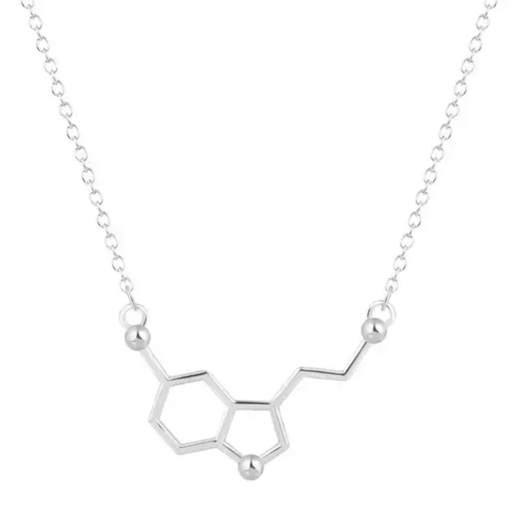 Silver Serotonin Molecule Necklace